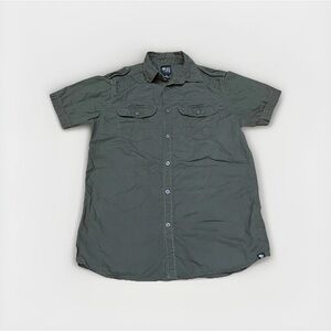 Blackjack Button-Down Dark Green 100% Cotton Shirt Size S